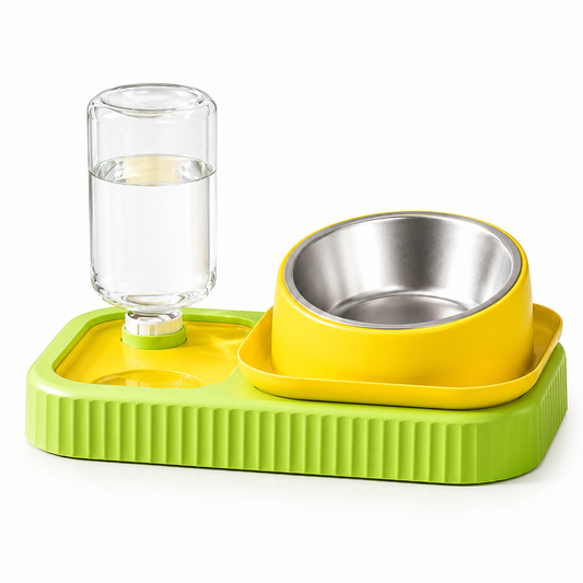 Elevated Dog Feeding Station with Water Dispenser - Green