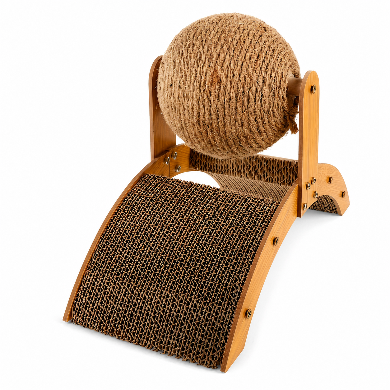 Interactive Corrugated Cat Scratching Board with Rolling Ball