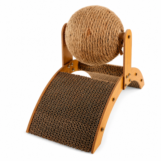 Interactive Corrugated Cat Scratching Board with Rolling Ball