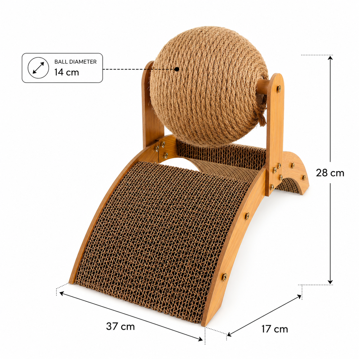 Interactive Corrugated Cat Scratching Board with Rolling Ball