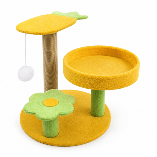 Pineapple Cat Tree with Scratching Post and Cozy Perch