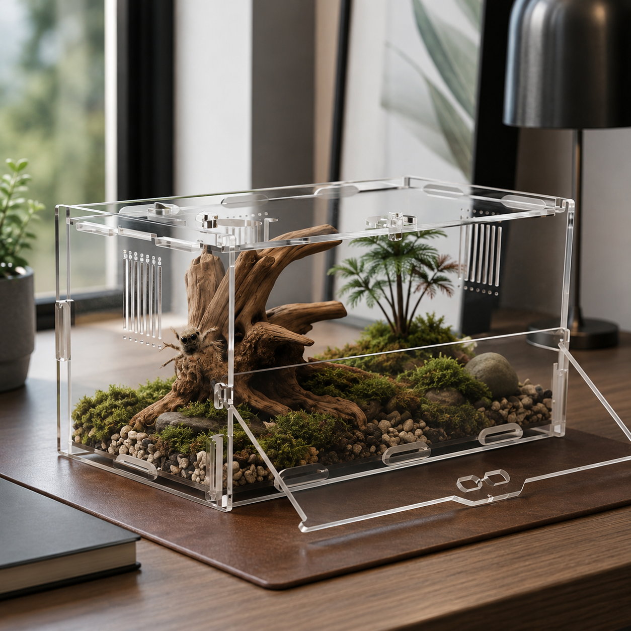 Acrylic Jumping Spider Enclosure with Front Opening Door
