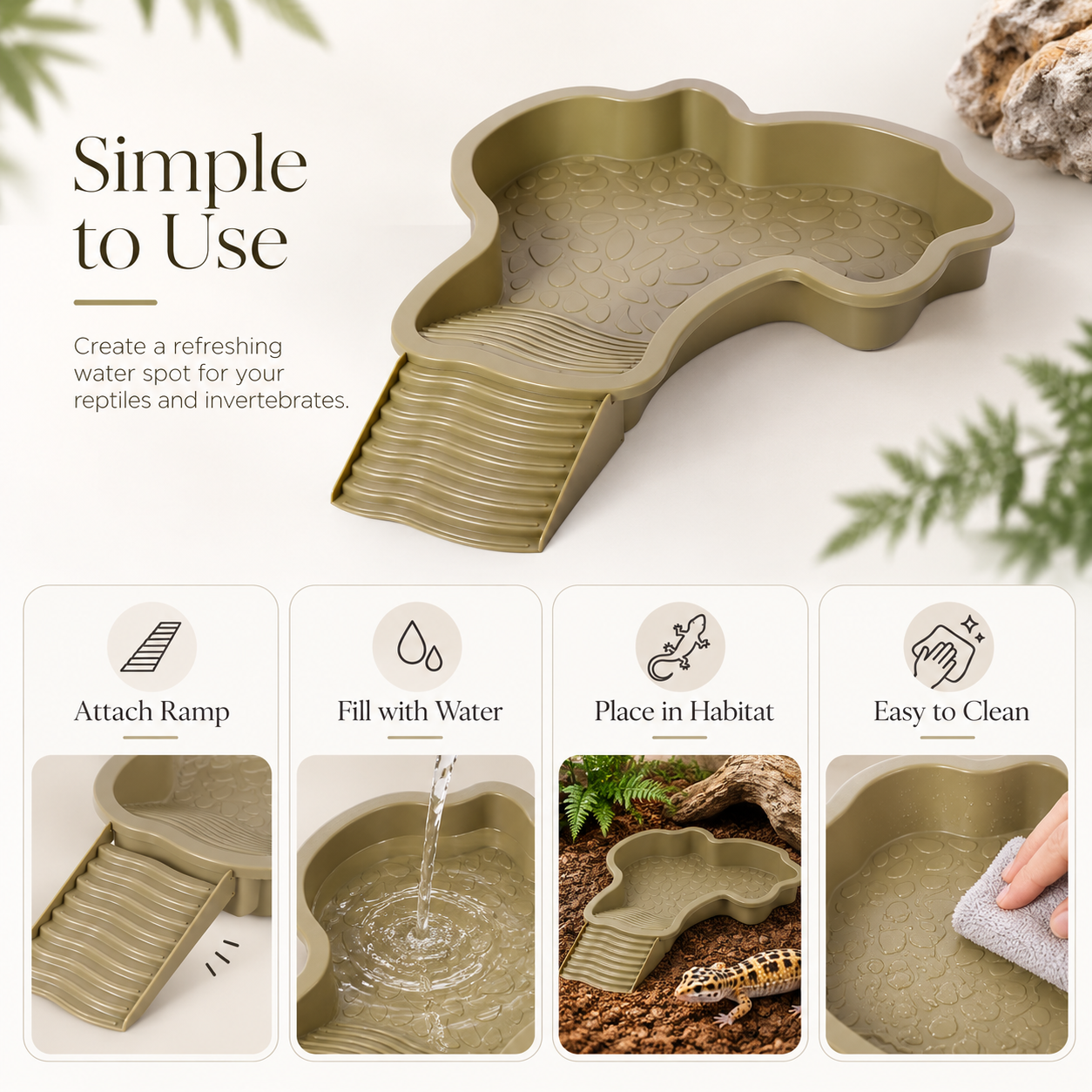 Reptile Bath Tub with Ramp