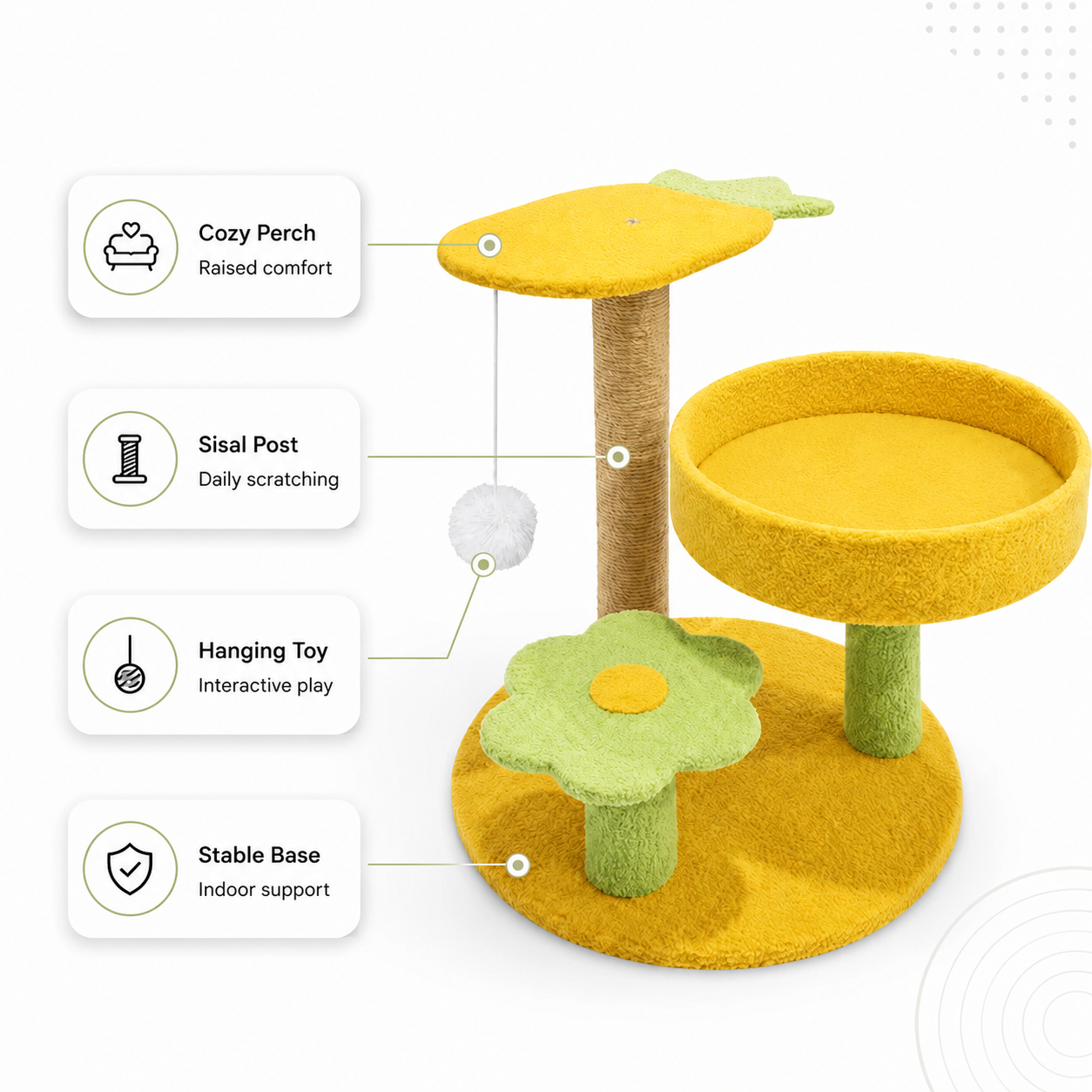 Pineapple Cat Tree with Scratching Post and Cozy Perch