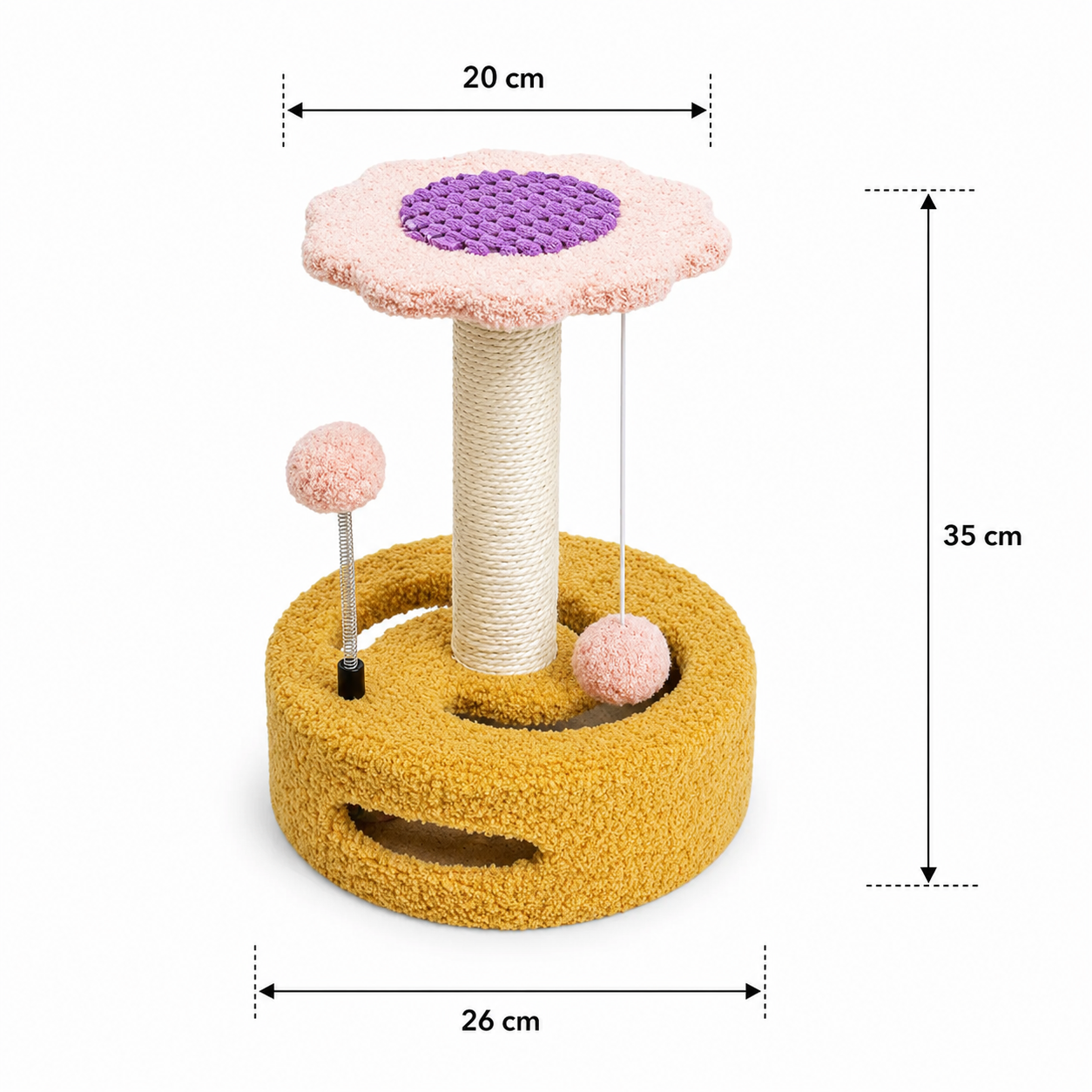 Sunflower Cat Scratching Post with Plush Toys