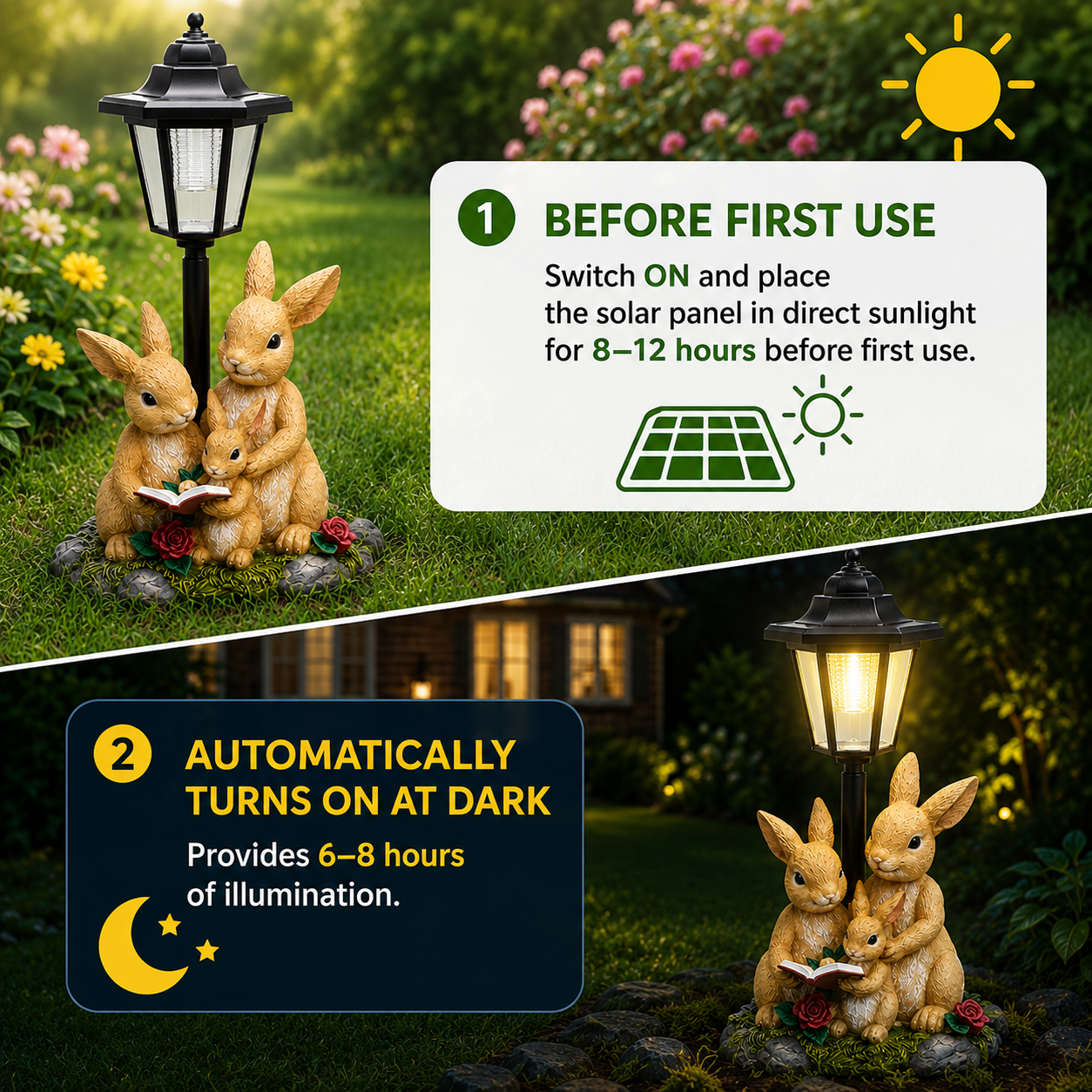 Solar Garden Rabbit Ornament LED