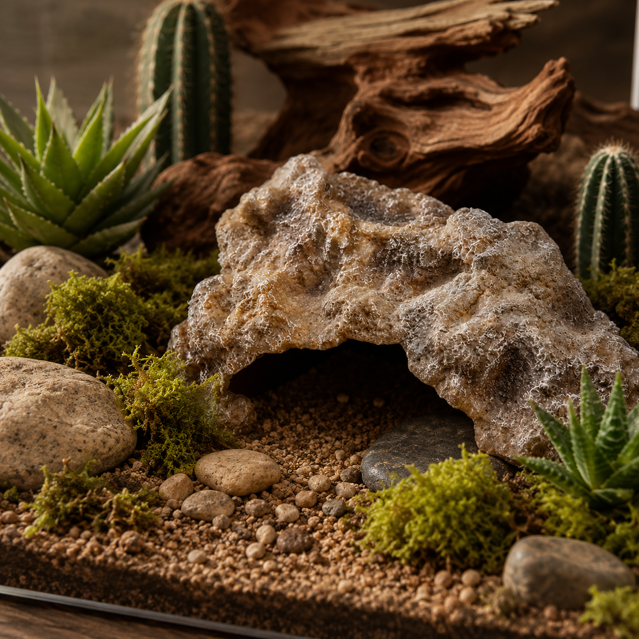 Natural Resin Rock Reptile Hide Cave
