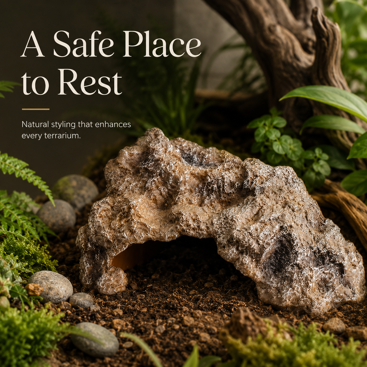 Natural Resin Rock Reptile Hide Cave