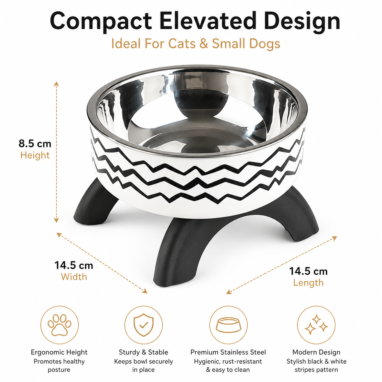 Stainless Steel Pet Feeding Bowl with Non-Slip Base for Cats and Small Dogs