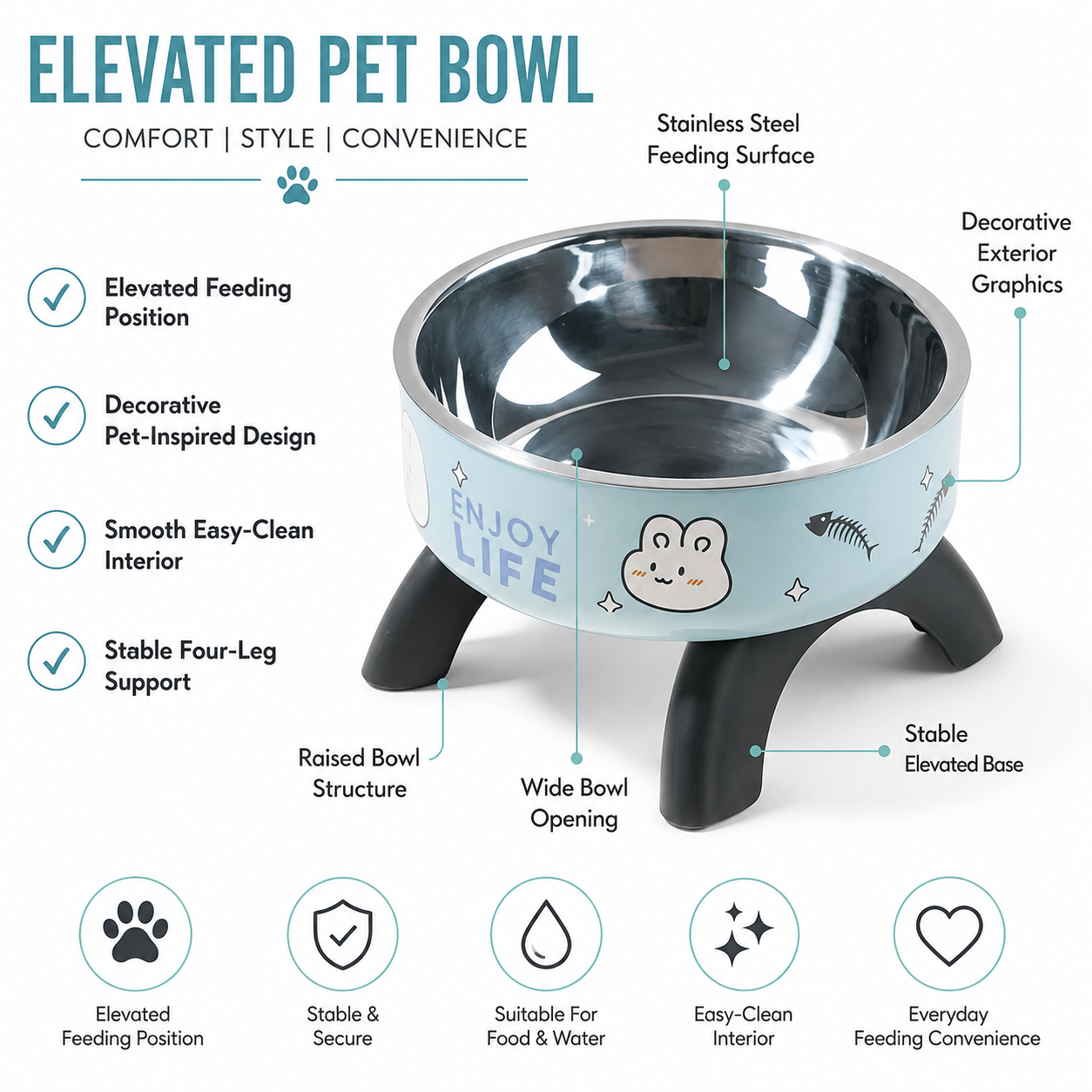 Durable Stainless Steel Pet Feeding Dish for Everyday Cat and Dog Use