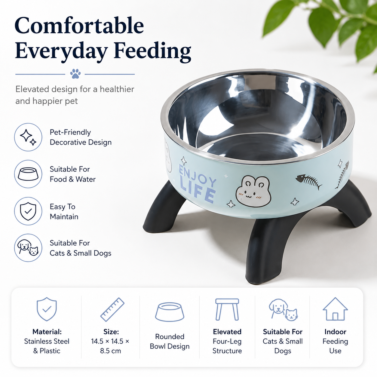 Durable Stainless Steel Pet Feeding Dish for Everyday Cat and Dog Use