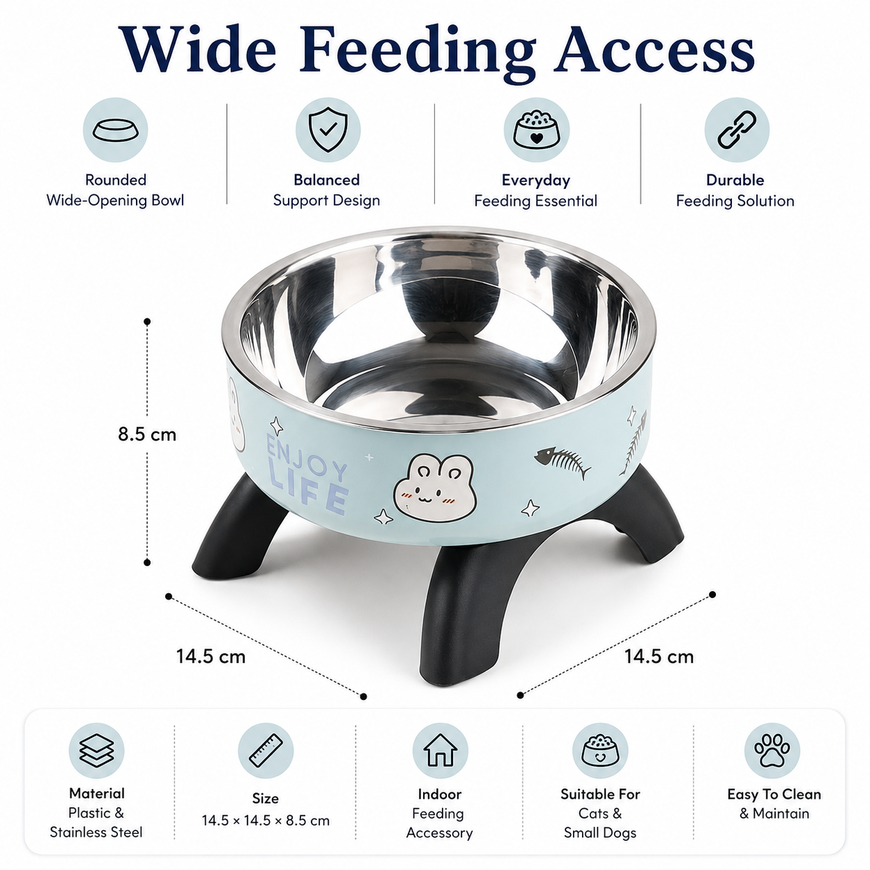 Durable Stainless Steel Pet Feeding Dish for Everyday Cat and Dog Use