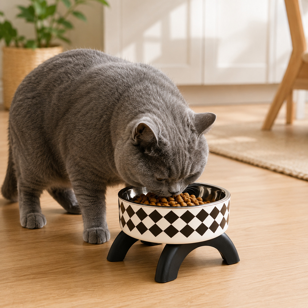 Rounded Stainless Steel Pet Food and Water Bowl for Cats and Small Dogs