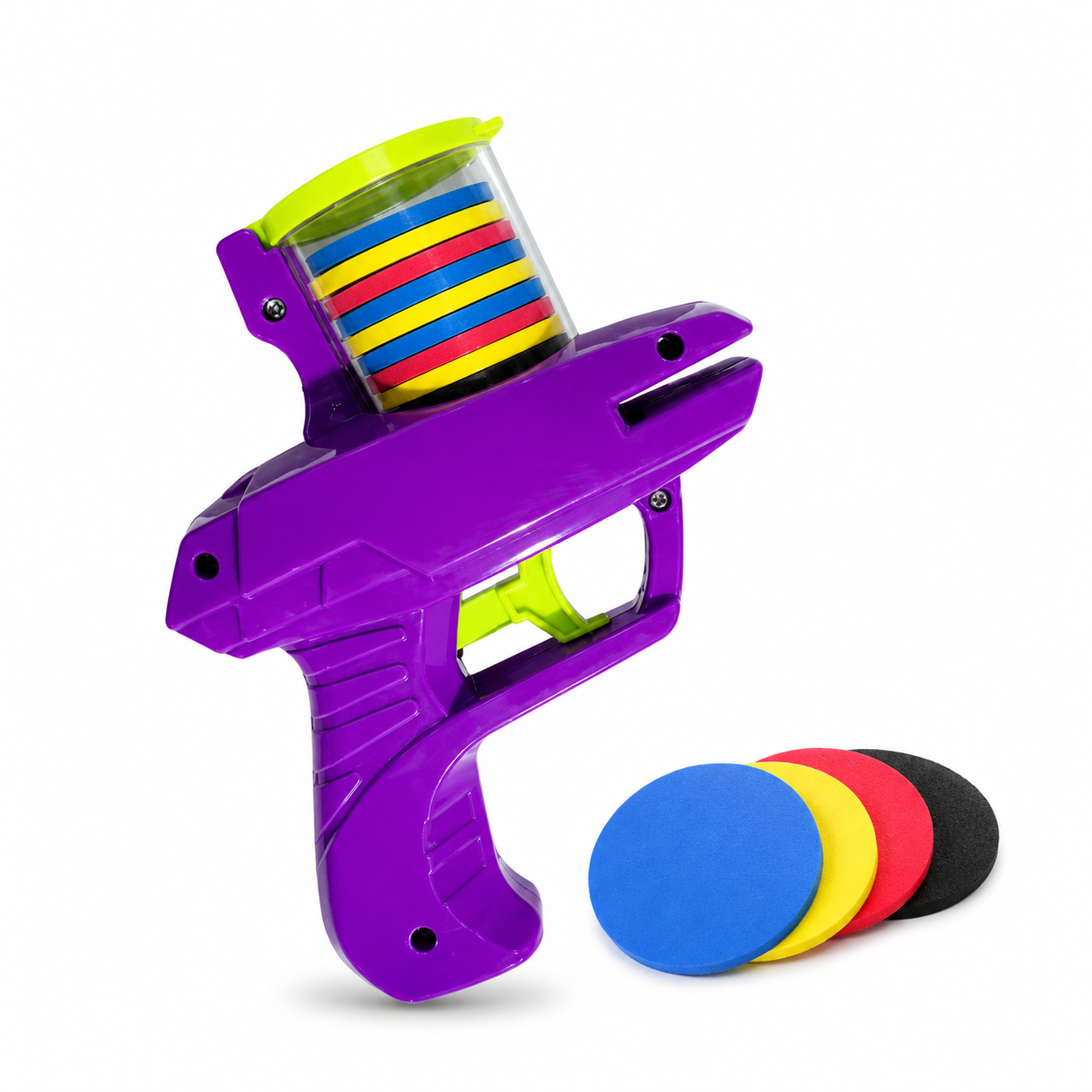 Creative Turnip Disc Launcher Interactive Pet Toy with 15 Reusable Foam Discs - Purple