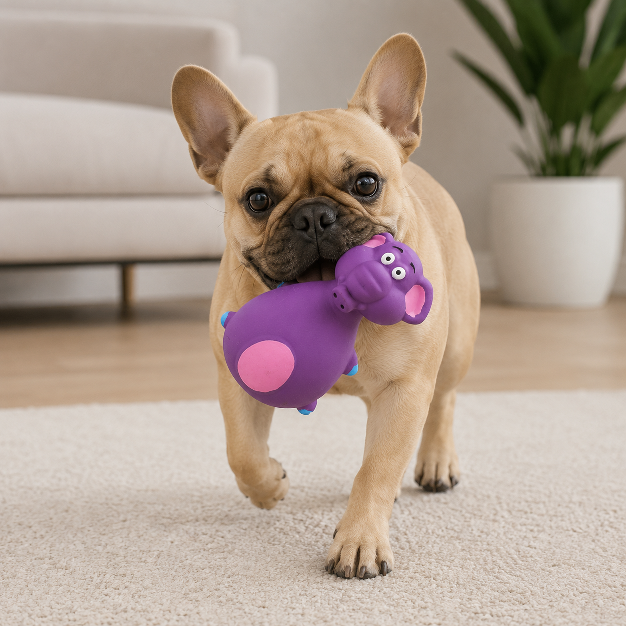 Interactive Cartoon Rubber Squeaky Dog Toy for Chewing and Everyday Play