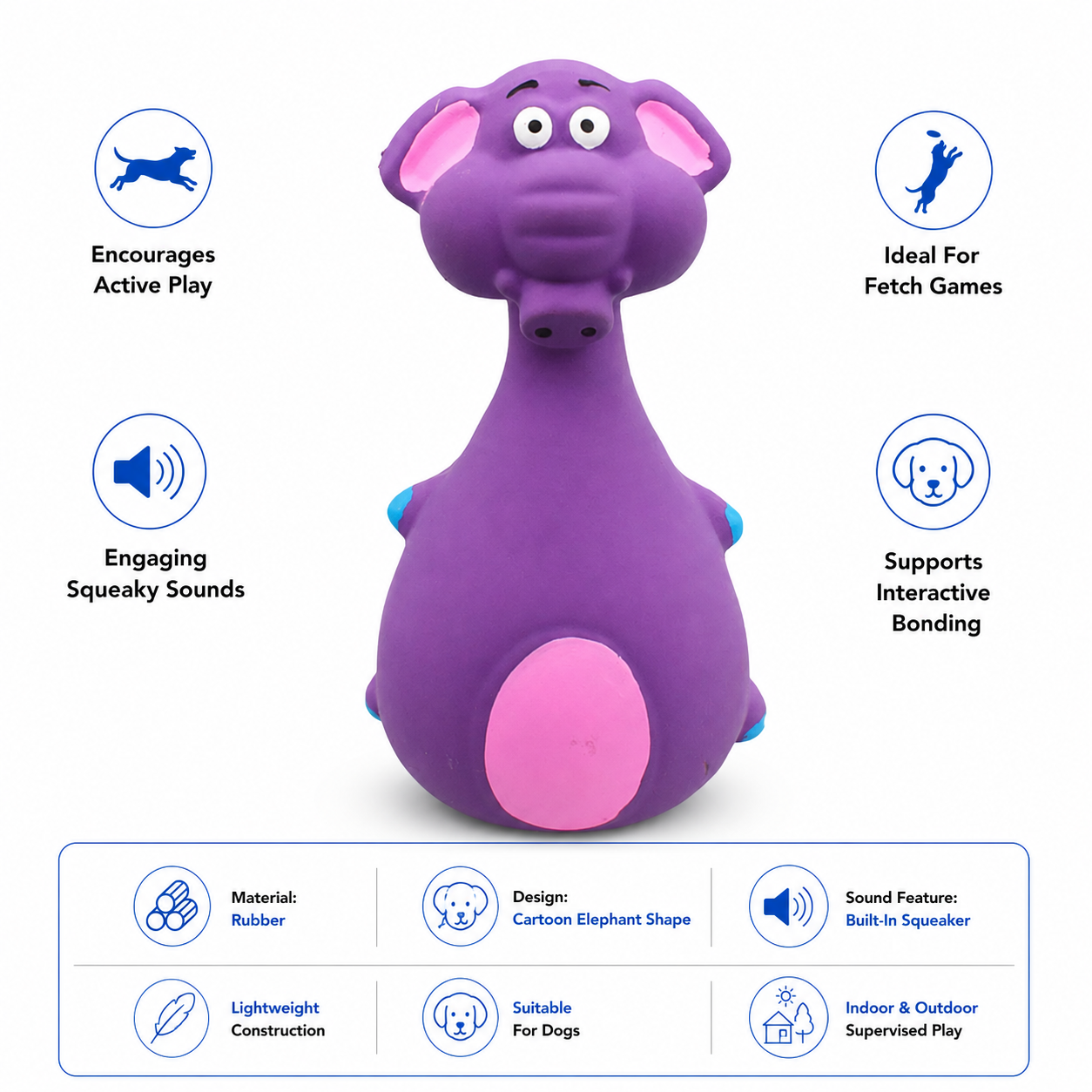 Interactive Cartoon Rubber Squeaky Dog Toy for Chewing and Everyday Play