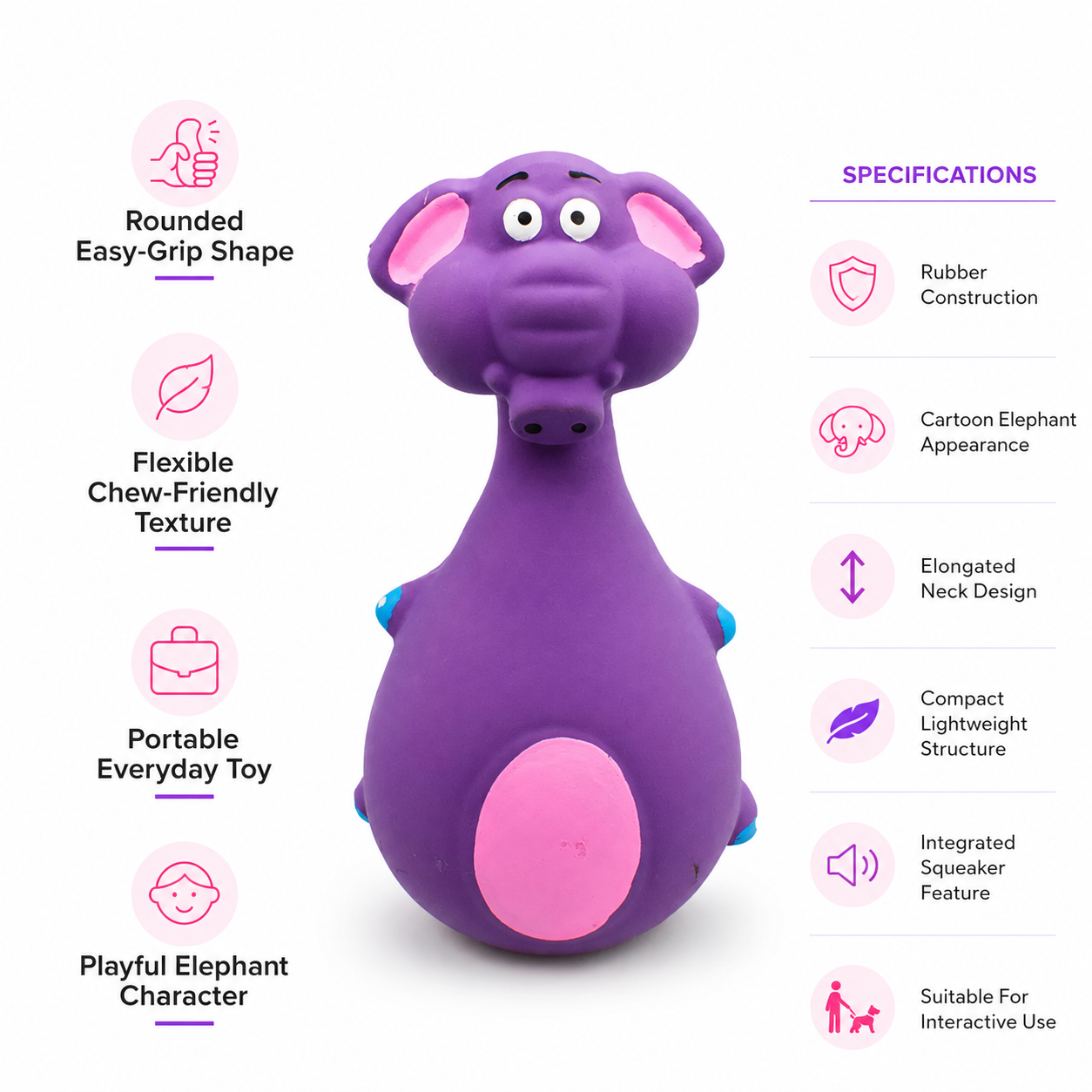 Interactive Cartoon Rubber Squeaky Dog Toy for Chewing and Everyday Play