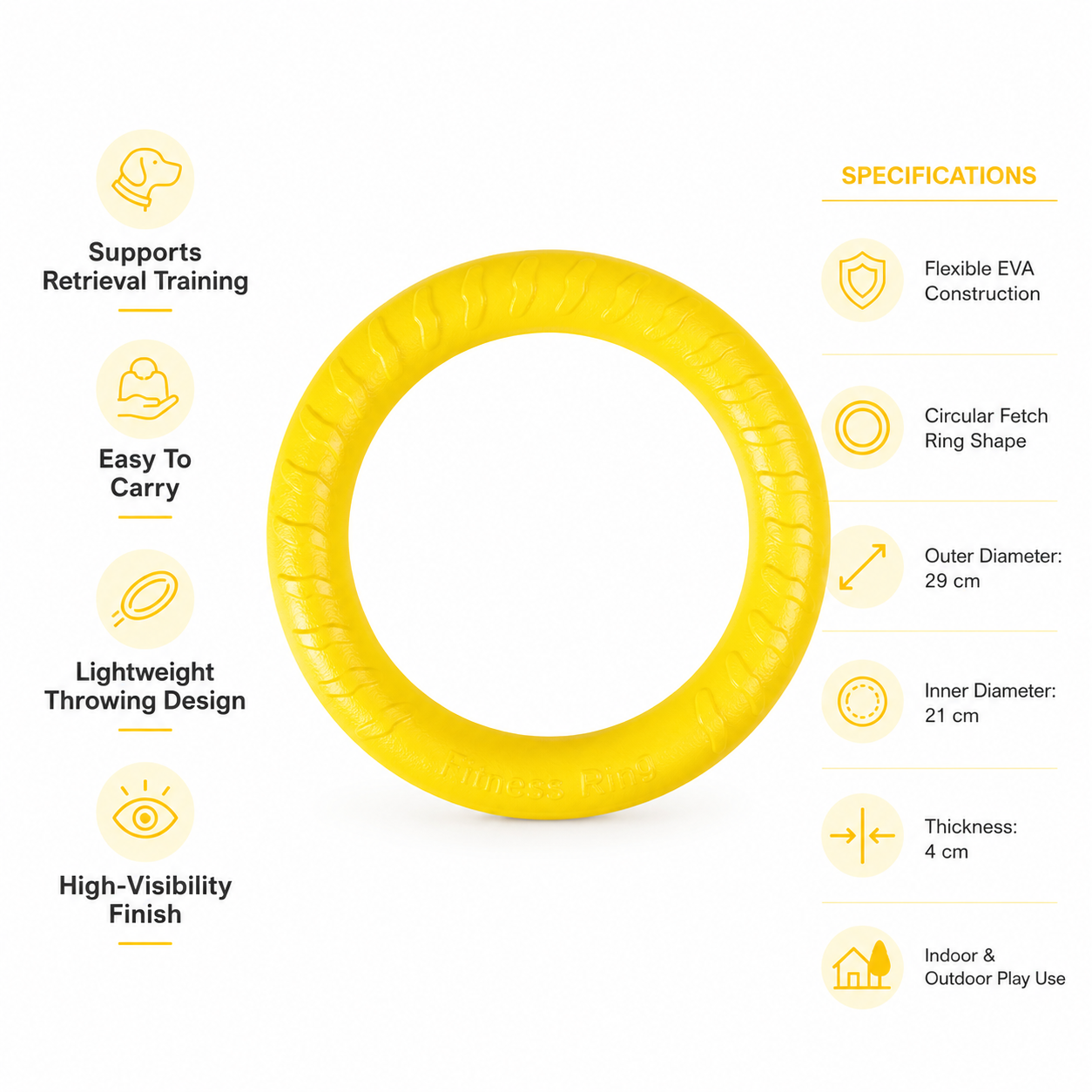 Floating EVA Dog Fetch Ring for Throwing, Catching and Active Play