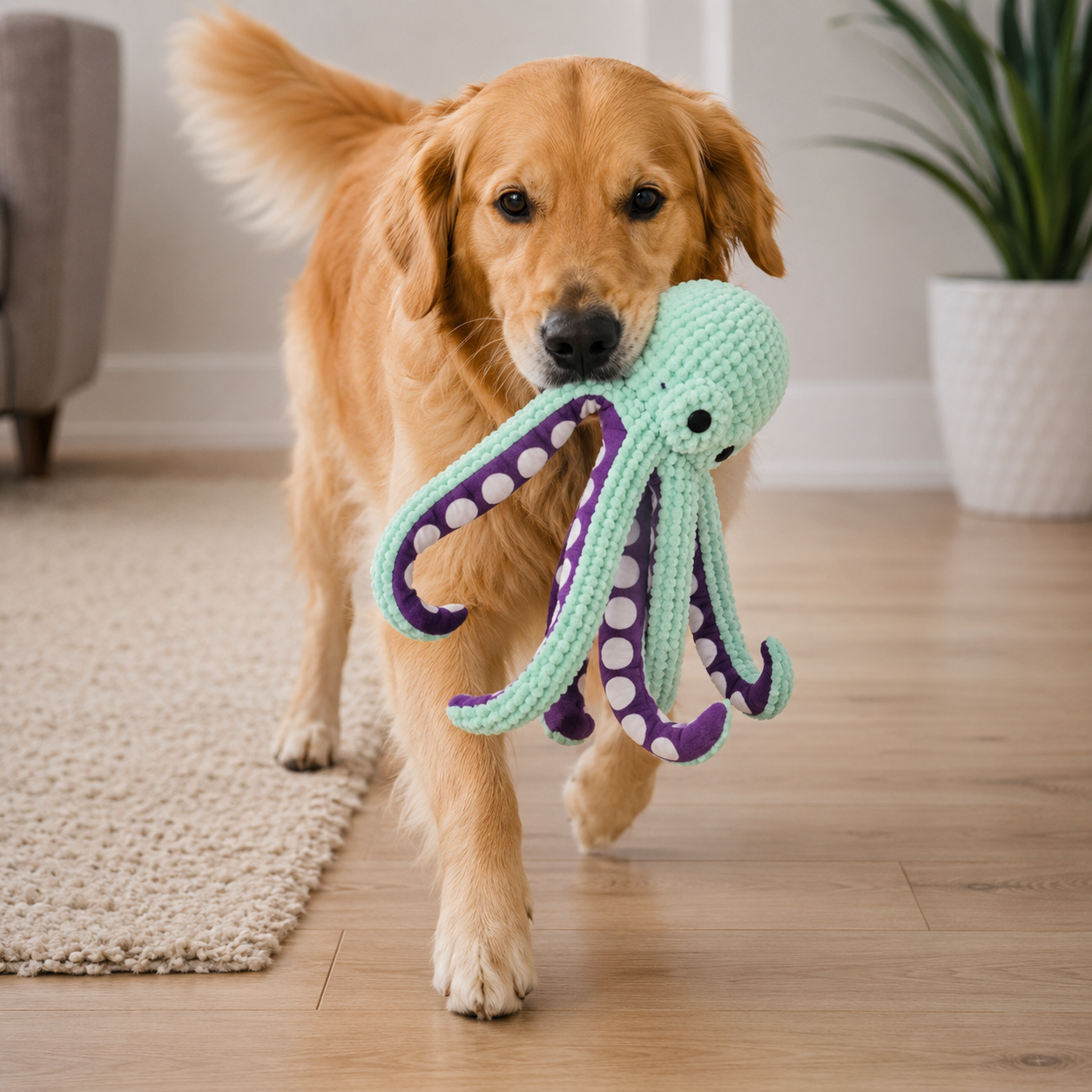 Multi-Texture Octopus Dog Toy with Sound Feature for Interactive Pet Play