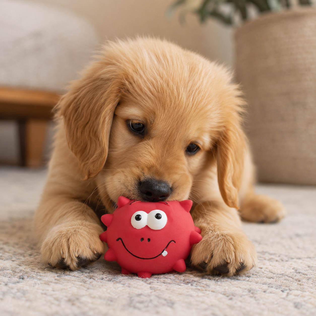 Squeaky Rubber Dog Chew Ball Toy for Interactive Play