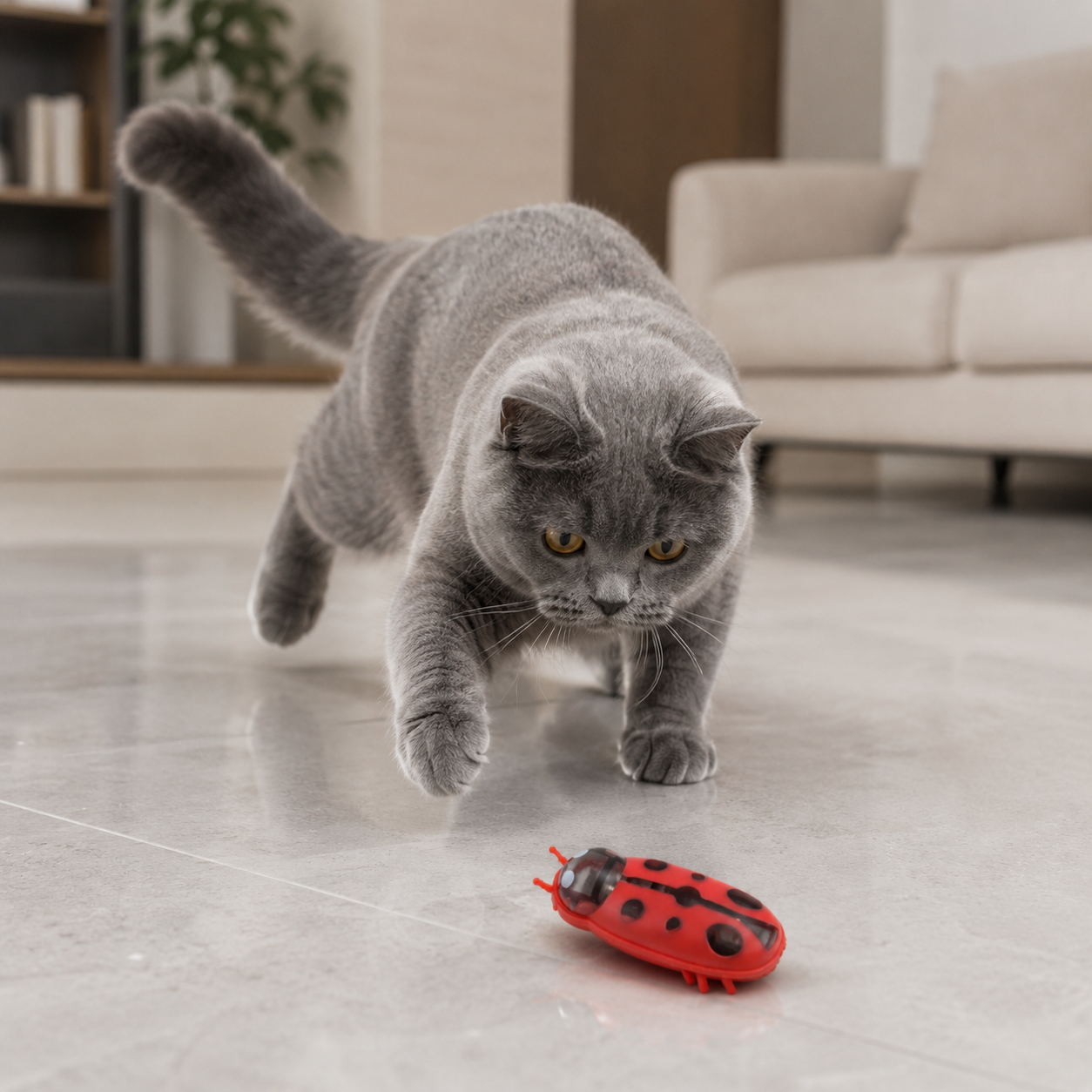 Automatic Vibrating Insect Cat Toy for Interactive Hunting and Active Play