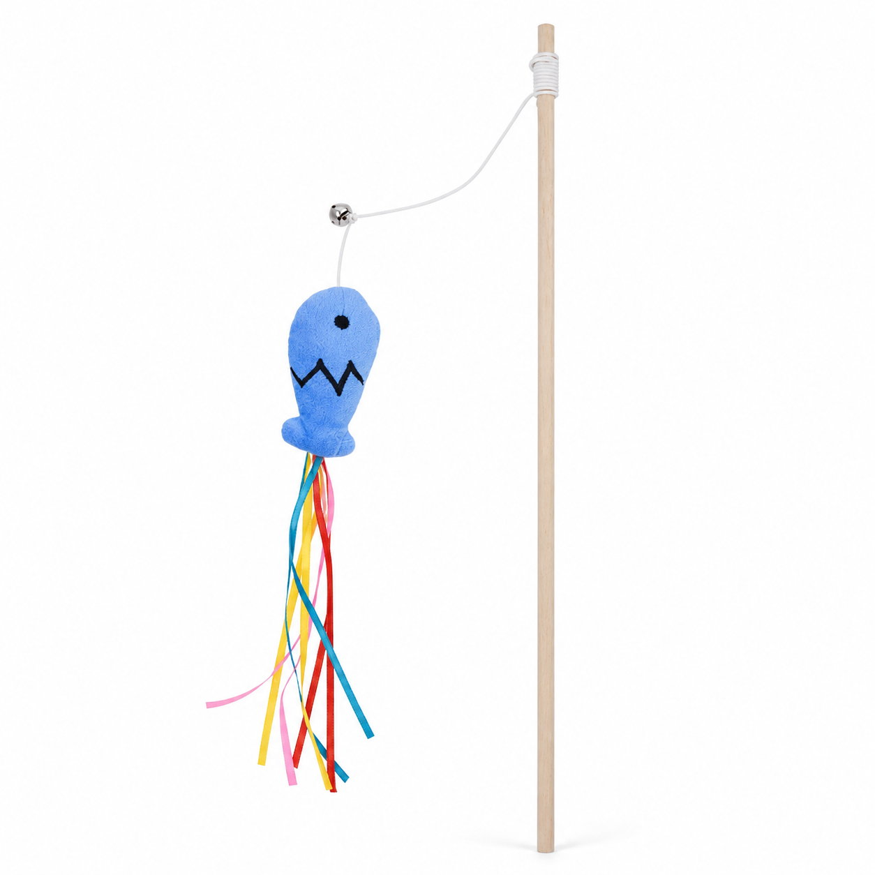 Multi-Function Cat Wand Toy with Bell, Plush Fish and Elastic Pole Design