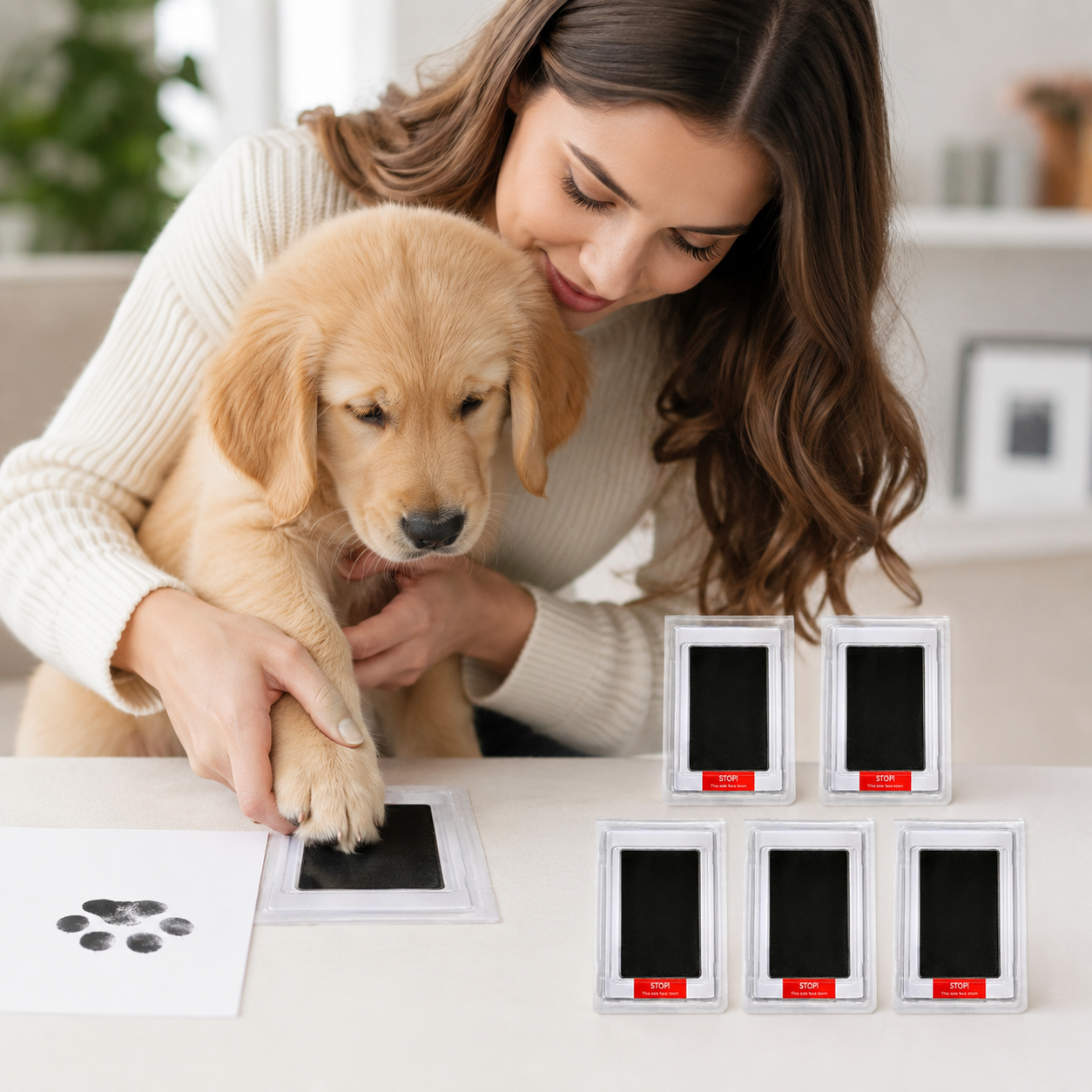 Pet Paw Print Memory Pad Easy to Use Inkless Keepsake Gift for Pet Owners