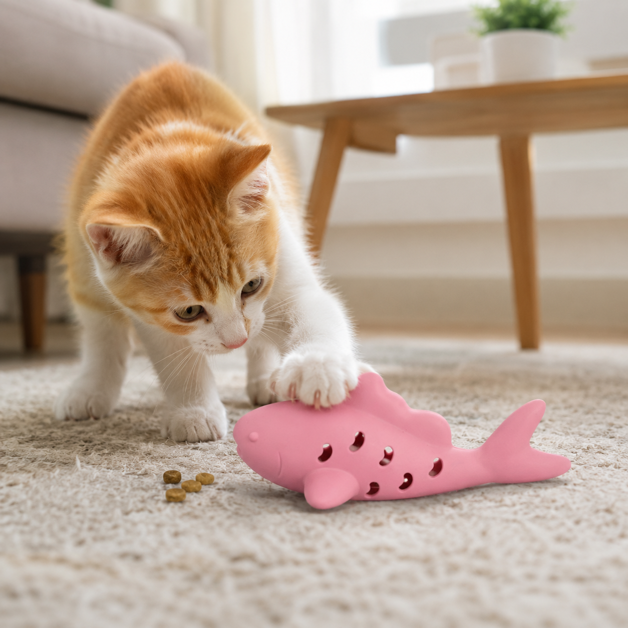 Multi-Function Cat Chew Toy with Food Leakage Feature for Interactive Indoor Play - Pink