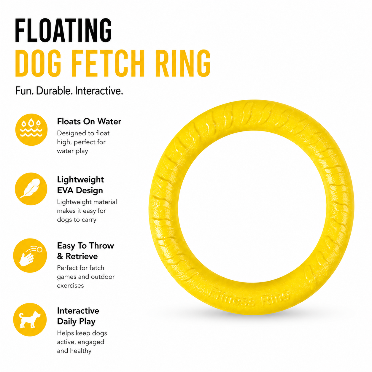 Floating Dog Fetch Ring for Throwing, Catching and Active Play
