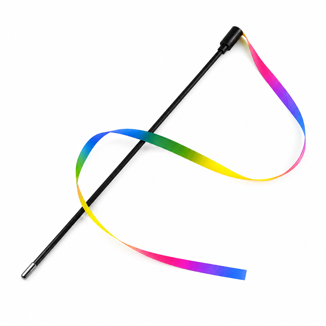 Interactive Feather Cat Teaser Wand with Satin Ribbons and Bell for Indoor Cats