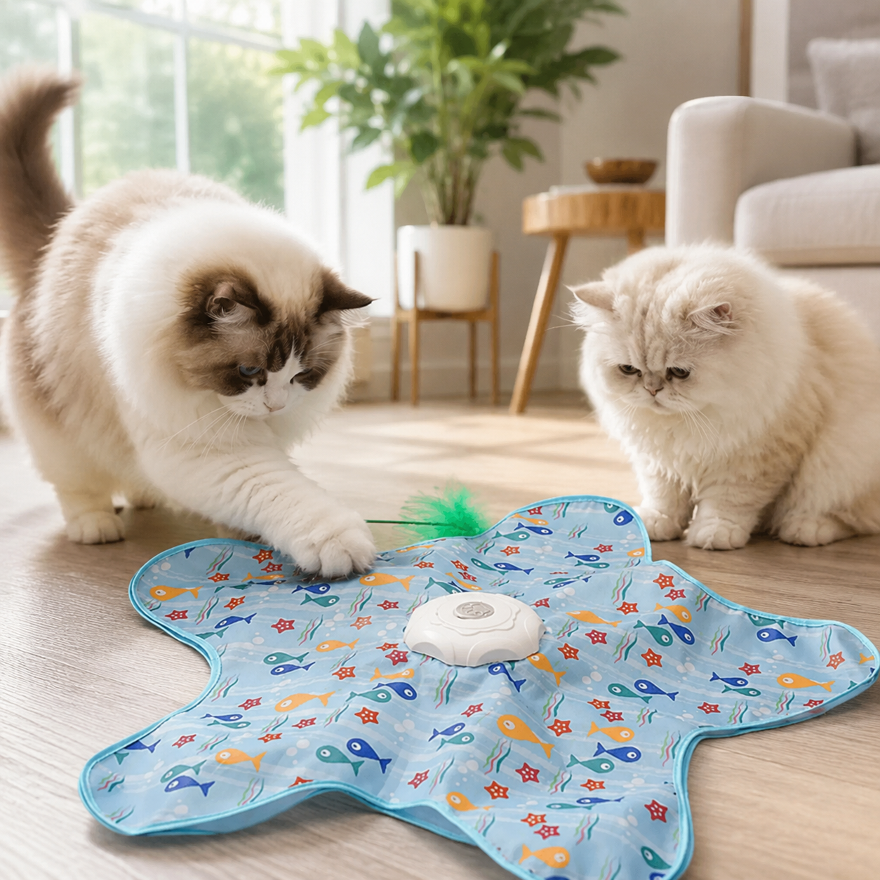 Smart Interactive Cat Teaser Toy with Hidden Moving Wand for Indoor Cats