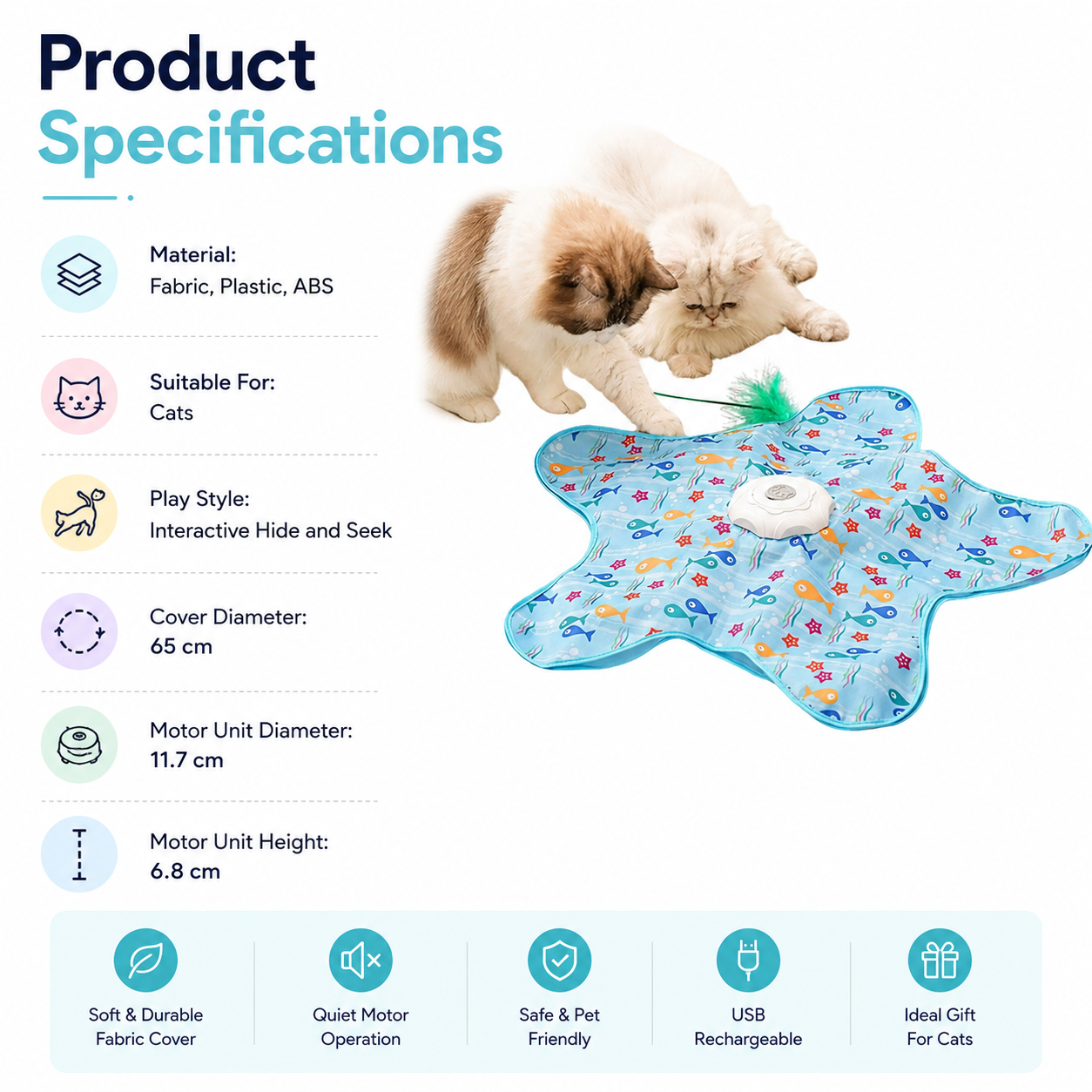Smart Interactive Cat Teaser Toy with Hidden Moving Wand for Indoor Cats