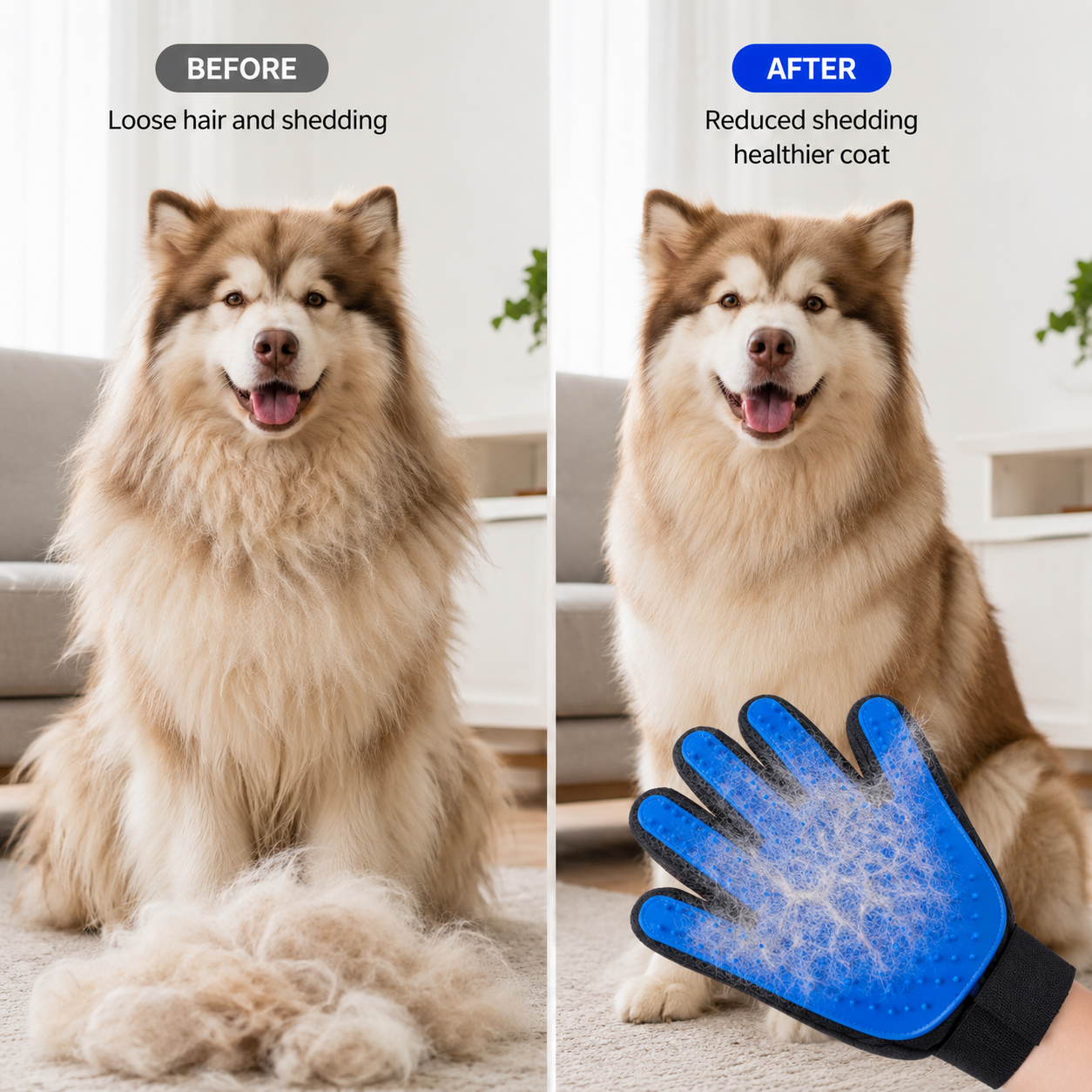 Reusable Silicone Pet Grooming Gloves for Dogs and Cats Deshedding and Cleaning - Blue