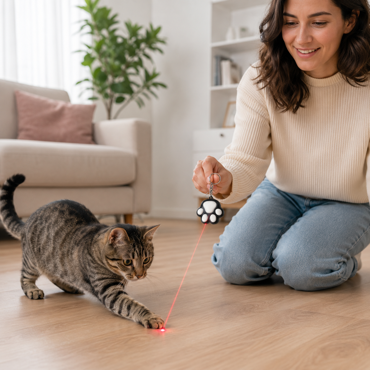 Rechargeable Interactive Laser Pet Toy with 5 Adjustable Light Patterns - Black