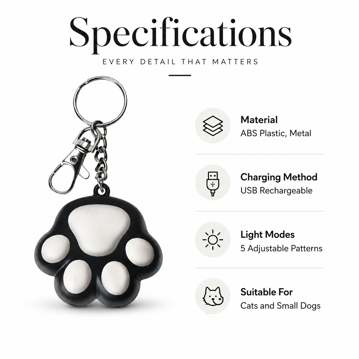 Rechargeable Interactive Laser Pet Toy with 5 Adjustable Light Patterns - Black