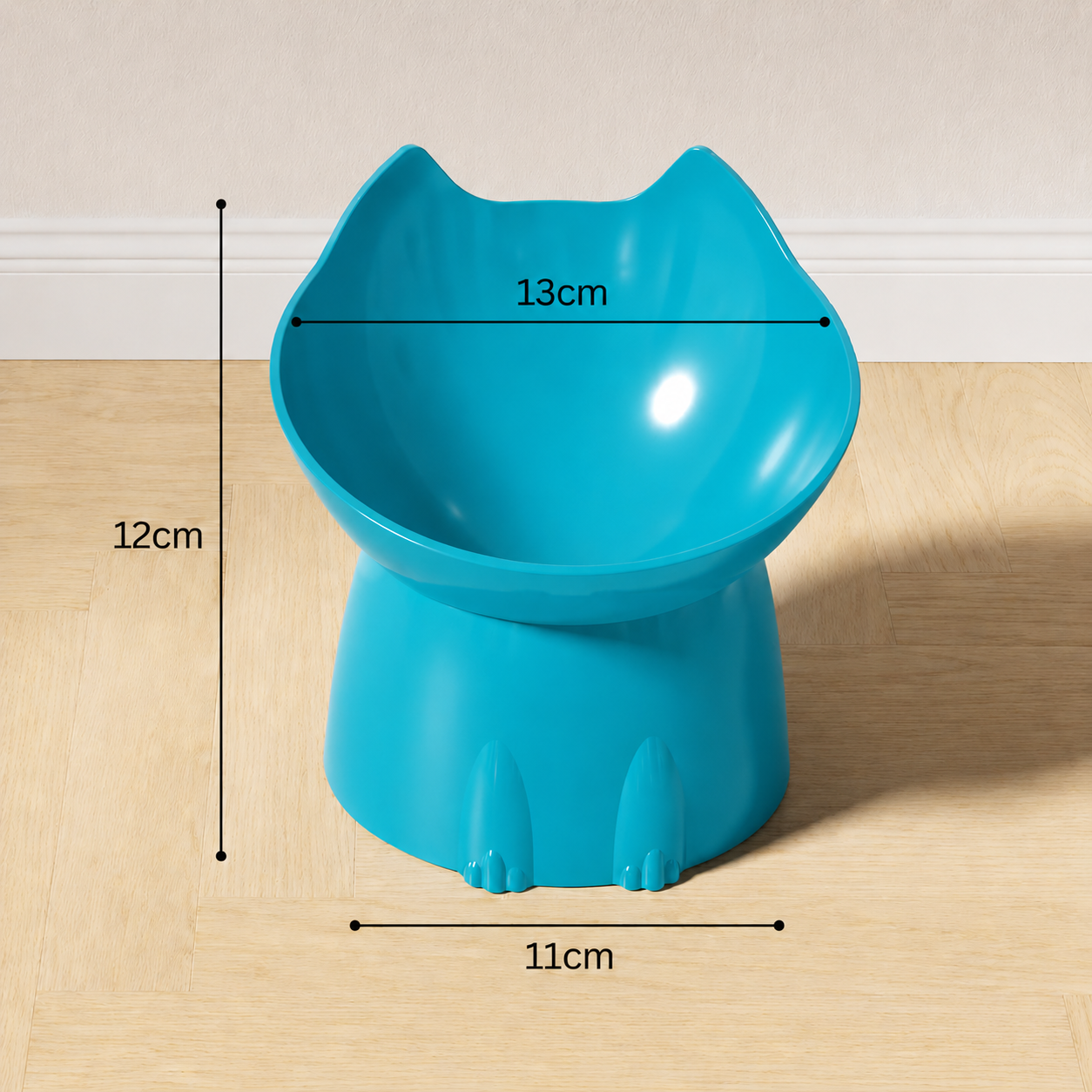 Elevated Cat Feeding Bowl with Tilted Edge - Blue