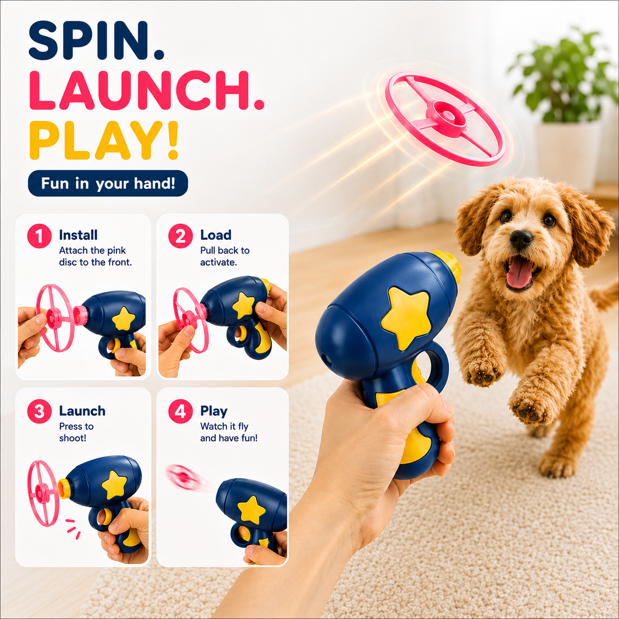 Mini Flying Disc Shooting Gun for Cats