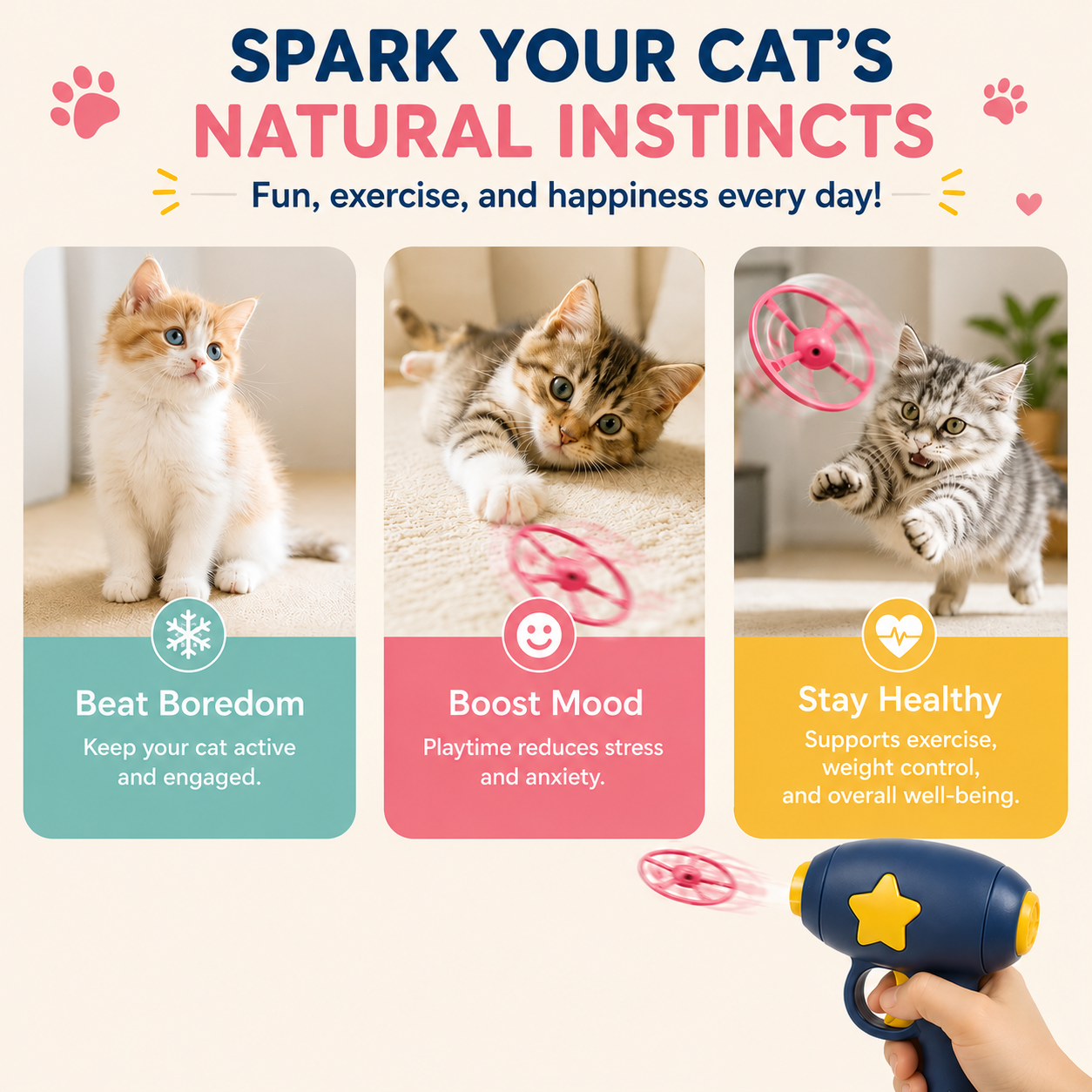 Mini Flying Disc Shooting Gun for Cats