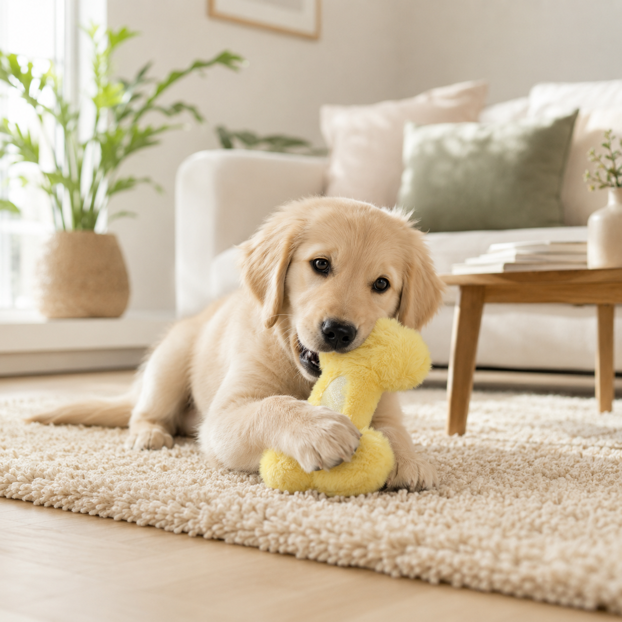 Plush Squeaky Dog Bone Interactive Toy for Puppies and Dogs