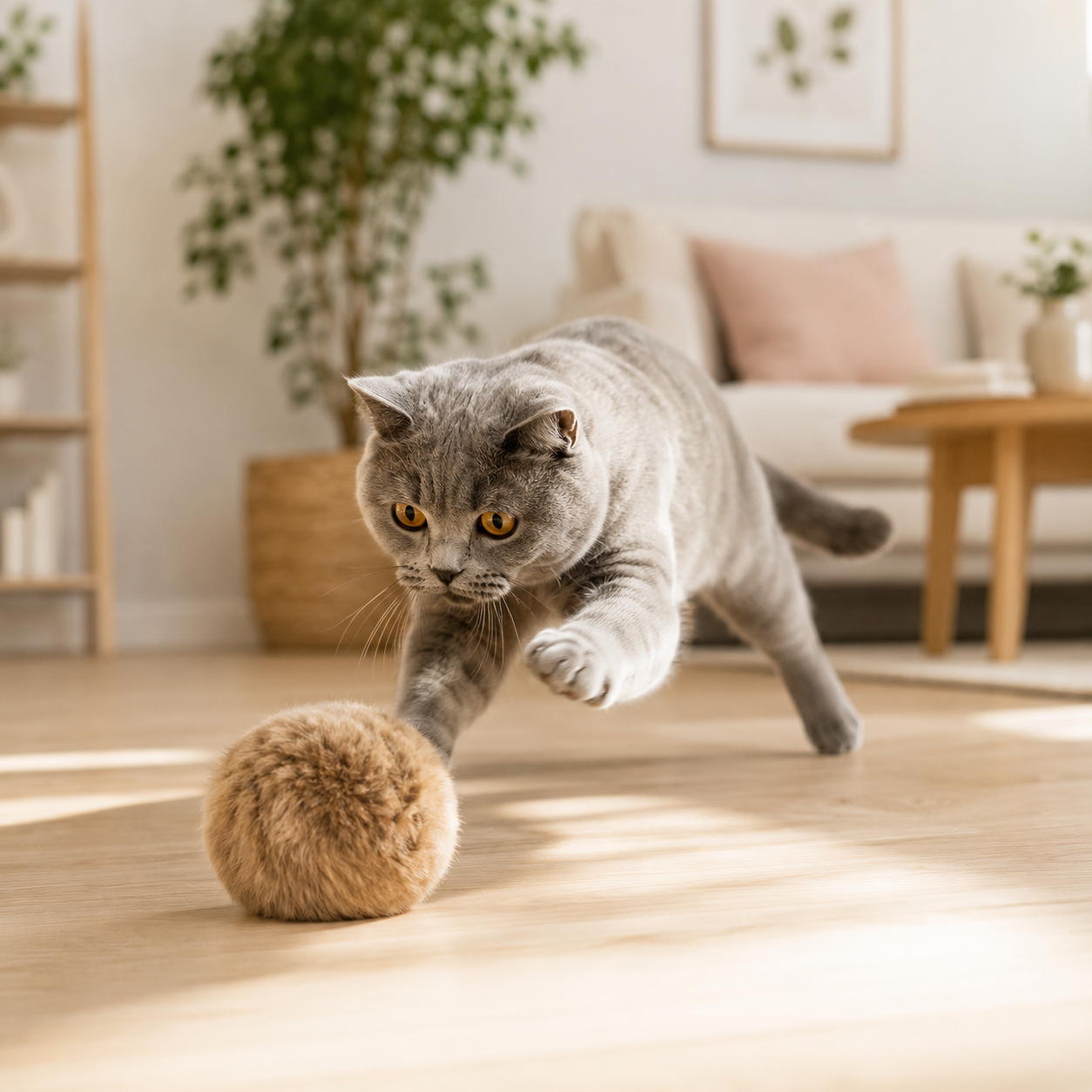 Plush Catnip Ball Interactive Faux Fur Chasing Toy for Indoor Cats