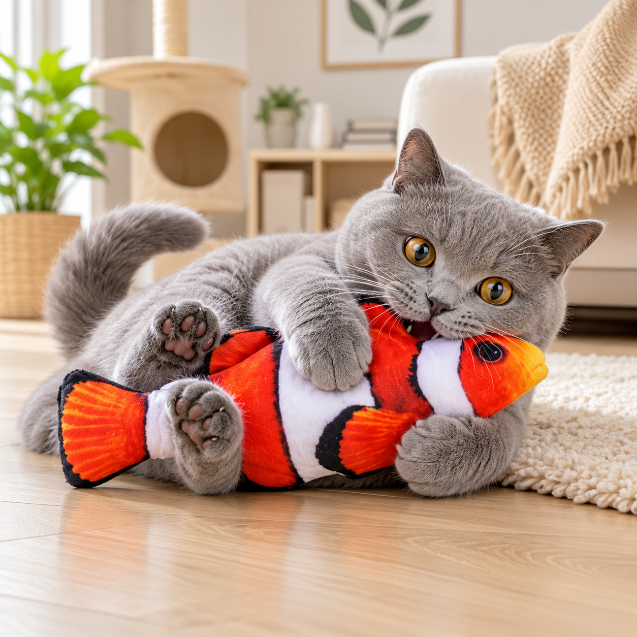 Soft Plush Catnip Fish Toy Interactive 3D Cat Play Toy for Indoor Cats