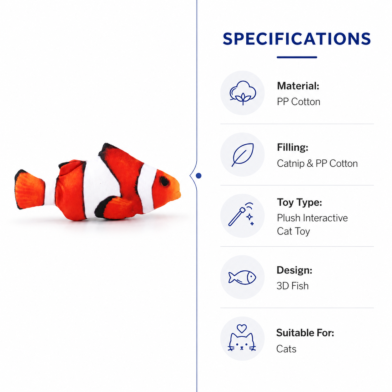 Soft Plush Catnip Fish Toy Interactive 3D Cat Play Toy for Indoor Cats
