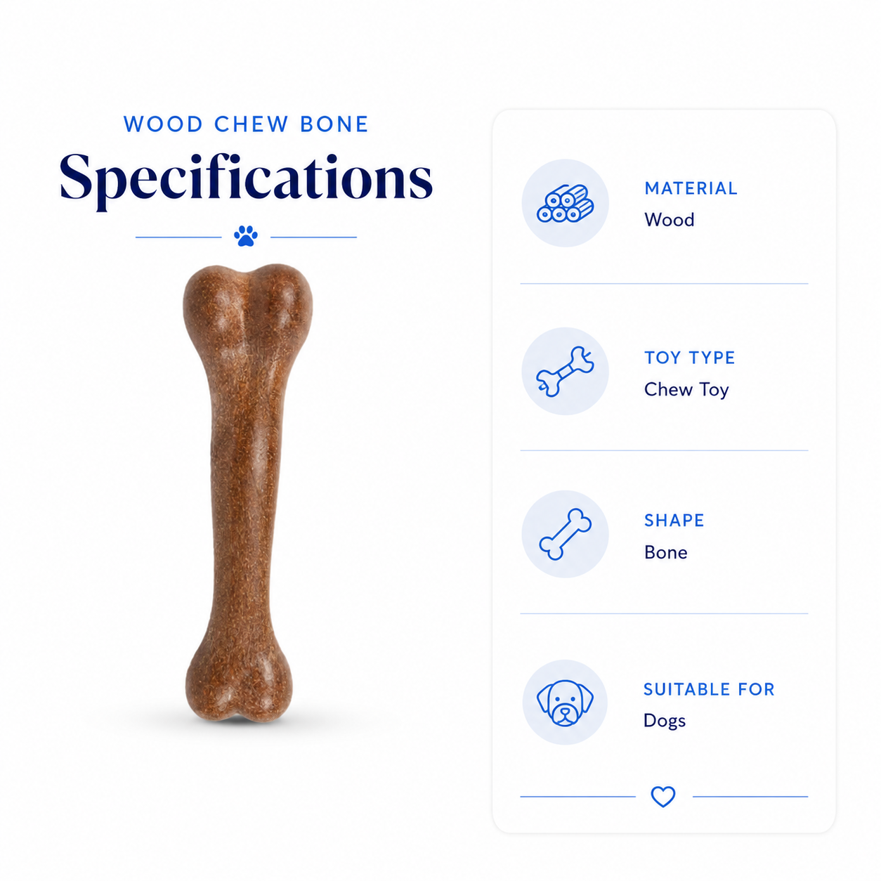 Wood Chew Bone Interactive Toy for Puppies and Adult Dogs