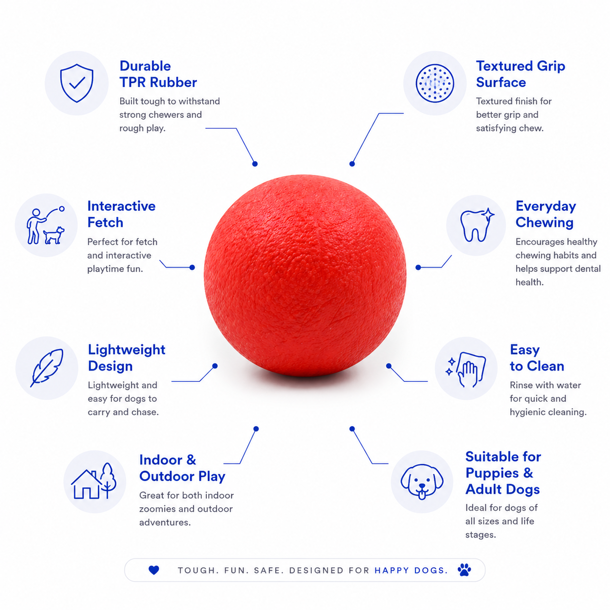 Heavy Duty Rubber Ball Chew Interactive Toy for Dogs
