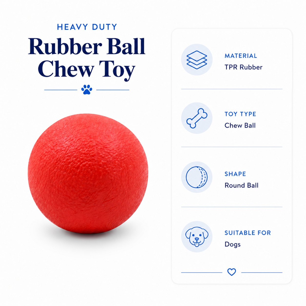 Heavy Duty Rubber Ball Chew Interactive Toy for Dogs