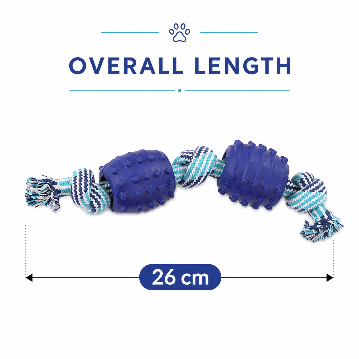 Heavy Duty Cotton Rope Interactive Fetch Tug and Chew Toy - Blue