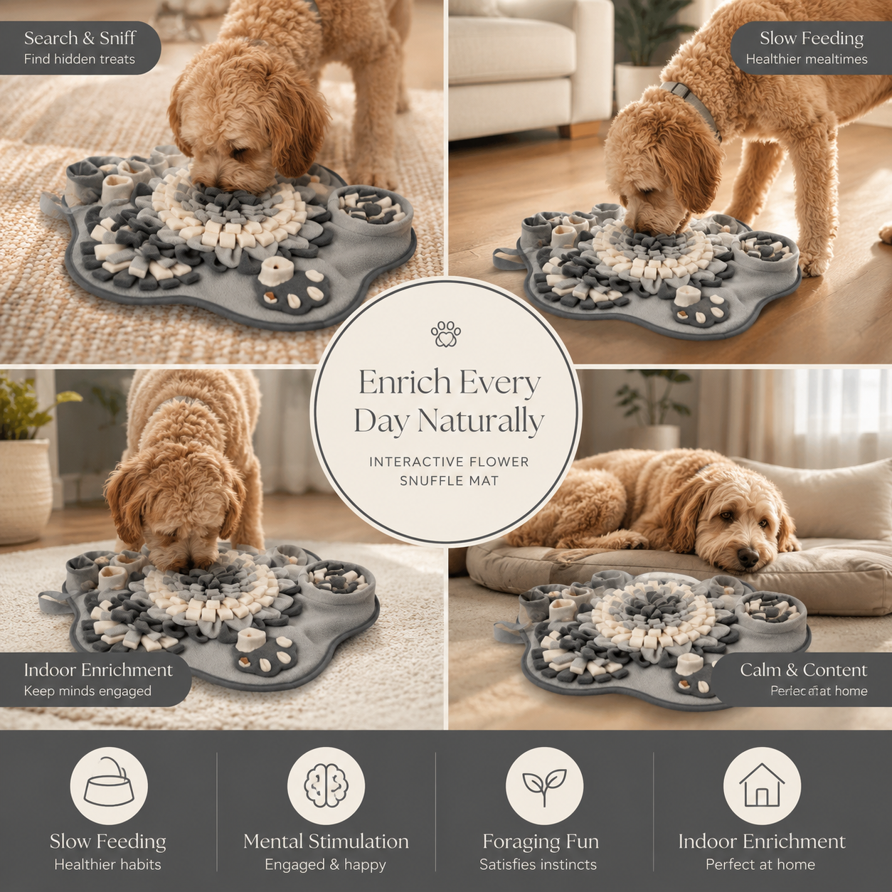 Interactive Snuffle Mat for Dogs Slow Feeder Foraging Training Toy