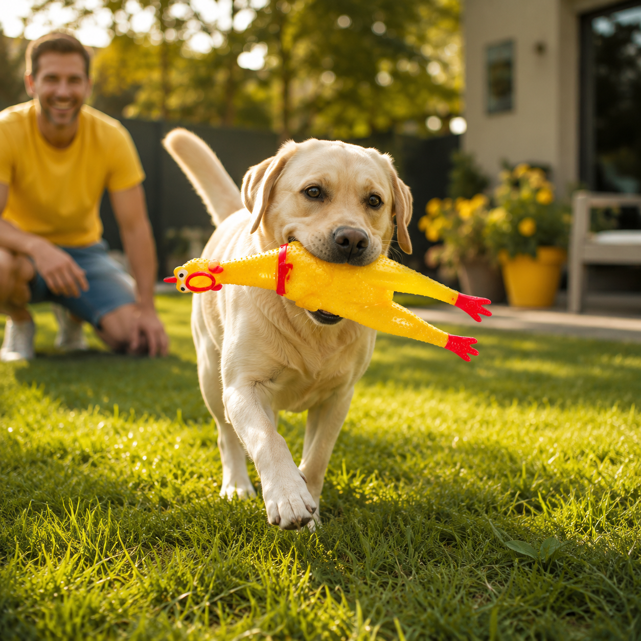Funny Squeaky Chicken Dog Toy Durable Rubber Interactive Pet Toy