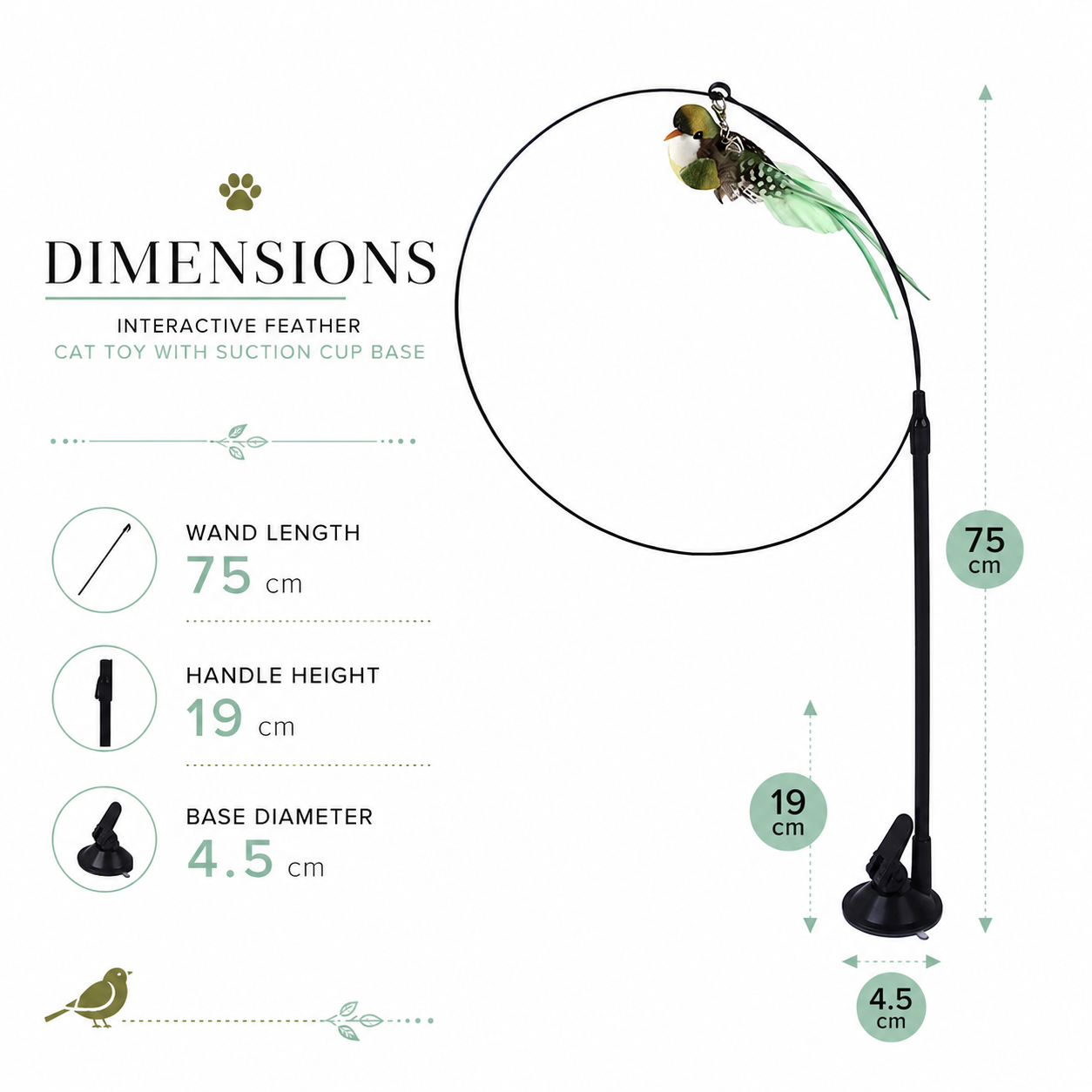 Feather Cat Toy with Suction Base Interactive Teaser Wand for Cats
