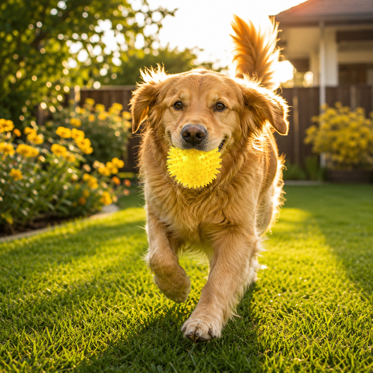 Interactive TPR Pet Ball Toy for Dogs and Puppies with Sound Effect - Yellow